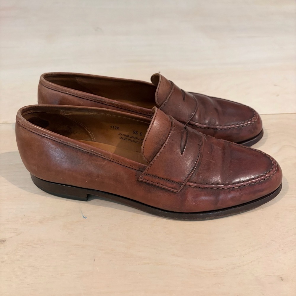 Brooks Brothers Peal & Co Penny Loafers Mens 9.5 D Brown Leather Made in England